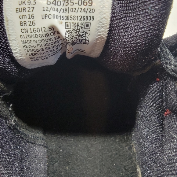 Air Jordan 1 Black Toe Size 10C kids TD toddlers Retro White Red 640735-069 - Picture 6 of 6